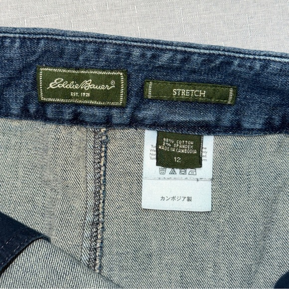 Eddie Bauer Denim Midi Skirt Stretch Blue Jean Skirt Size 12 - Picture 7 of 7
